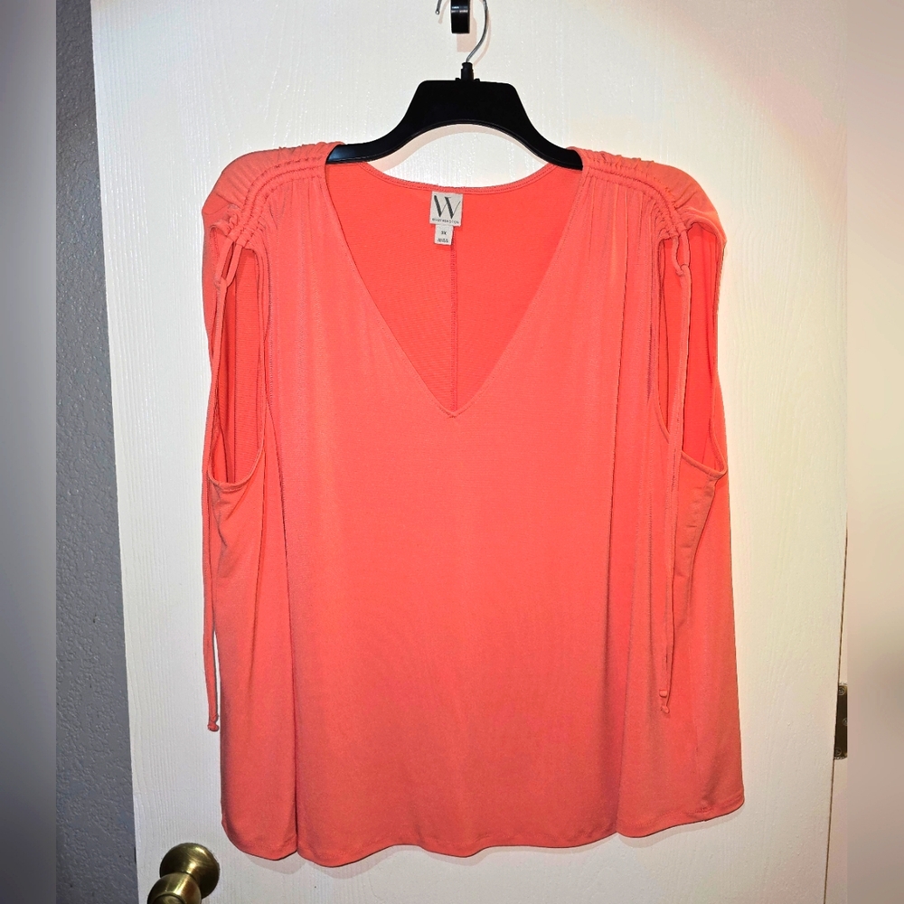 Worthington Women's Plus Size 3X Blouse In Coral